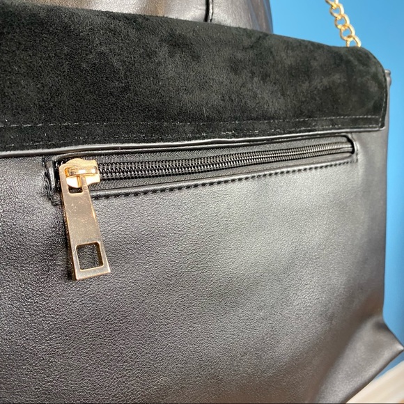 Aldo Black Suede Faux Leather Clutch Crossbody - Picture 16 of 16